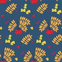 Seamless autumn pattern with birch and rowan leaves vector
