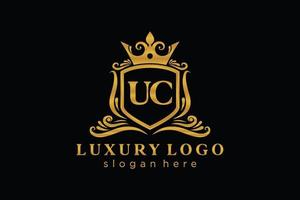 Initial UC Letter Royal Luxury Logo template in vector art for Restaurant, Royalty, Boutique, Cafe, Hotel, Heraldic, Jewelry, Fashion and other vector illustration.