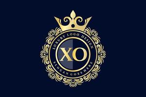 XO Initial Letter Gold calligraphic feminine floral hand drawn heraldic monogram antique vintage style luxury logo design Premium Vector