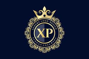 xp letra inicial oro caligráfico femenino floral dibujado a mano monograma heráldico antiguo estilo vintage diseño de logotipo de lujo vector premium