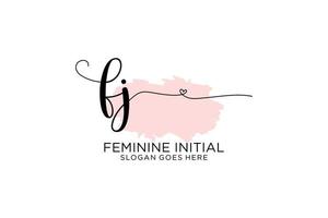 Initial FJ beauty monogram and elegant logo design handwriting logo of initial signature, wedding, fashion, floral and botanical with creative template. vector