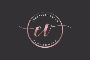 Initial EV handwriting logo with circle template vector signature, wedding, fashion, floral and botanical with creative template.