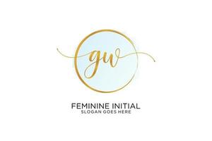 Initial GW handwriting logo with circle template vector signature, wedding, fashion, floral and botanical with creative template.