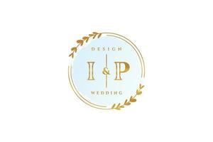 Initial IP beauty monogram and elegant logo design handwriting logo of initial signature, wedding, fashion, floral and botanical with creative template. vector