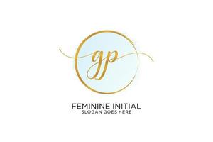 Initial GP handwriting logo with circle template vector signature, wedding, fashion, floral and botanical with creative template.