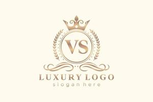 Initial VS Letter Royal Luxury Logo template in vector art for Restaurant, Royalty, Boutique, Cafe, Hotel, Heraldic, Jewelry, Fashion and other vector illustration.
