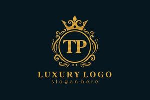 Initial TP Letter Royal Luxury Logo template in vector art for Restaurant, Royalty, Boutique, Cafe, Hotel, Heraldic, Jewelry, Fashion and other vector illustration.