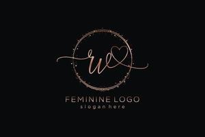 Initial RV handwriting logo with circle template vector logo of initial wedding, fashion, floral and botanical with creative template.