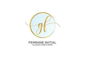 Initial GF handwriting logo with circle template vector signature, wedding, fashion, floral and botanical with creative template.