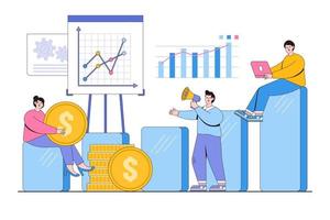 Flat statistical and data analysis business graph for finance investment concept. Outline design style minimal vector illustration