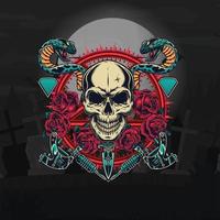 Scary Skulls Vector Mascot Design, skull with bone e sport logo mascot, Joker Skull, NFT Elements