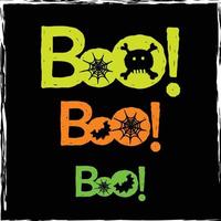 Neon Boo text Halloween background. Fluorescent graphics design elements and icons. vector