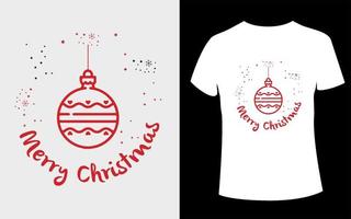 Christmas T-shirt Design with editable Christmas ball vector