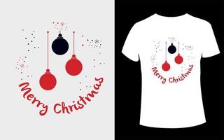 Merry Christmas T-shirt Design with editable Christmas ball vector
