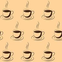 Vector seamless pattern with steamed coffee cups. Design for wrapping paper, postcard, textile