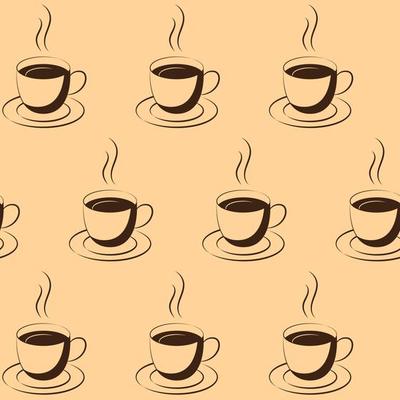 Vector seamless pattern with steamed coffee cups. Design for wrapping paper, postcard, textile