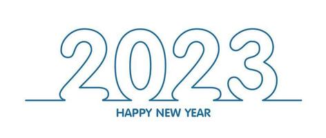 Happy new year 2023 with flat line design vector