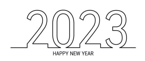 Happy new year 2023 with flat line design vector