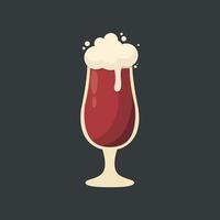 Glass of fresh dark foamy beer - Vector