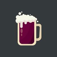 Large mug of fresh dark foamy beer - Vector