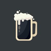 Large mug of fresh dark foamy beer - Vector