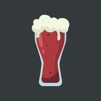 Glass of fresh dark foamy beer - Vector