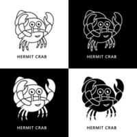Hermit Crab Cartoon Vector. Crustacean Mascot Logo. Ocean Animal Icon Character vector