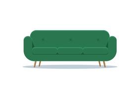 Modern green sofa in flat style vector