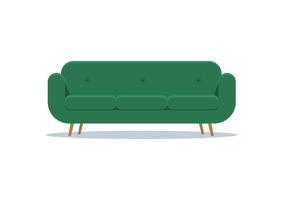 sofá verde moderno en vector de estilo plano