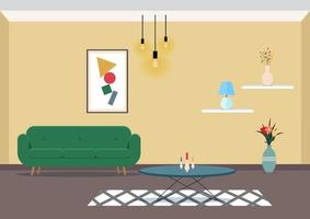 vector de diseño de interiores de sala de estar moderna