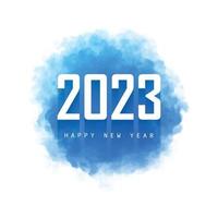 2023 happy new year card with blue splash watercolor background vector