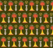 OLIVE VECTOR SEAMLESS PATTERN WITH ELEMENTS OF NUCLEAR WAR