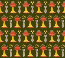 OLIVE VECTOR SEAMLESS PATTERN WITH ELEMENTS OF NUCLEAR WAR