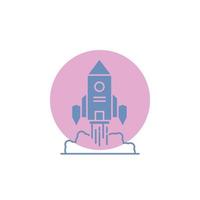 Rocket. spaceship. startup. launch. Game Glyph Icon. vector