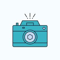 Camera. photography. capture. photo. aperture Flat Icon. green and Yellow sign and symbols for website and Mobile appliation. vector illustration