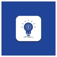 Blue Round Button for Finance. financial. idea. money. startup Glyph icon vector