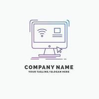 Control. computer. monitor. remote. smart Purple Business Logo Template. Place for Tagline vector