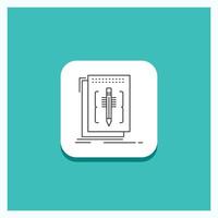 Round Button for Code. edit. editor. language. program Line icon Turquoise Background vector