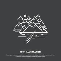 Mountain. hill. landscape. rocks. crack Icon. Line vector symbol for UI and UX. website or mobile application