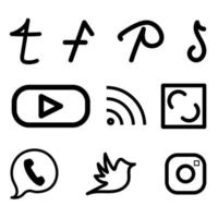 Social media icons set. Outline logos. Website button. Vector illustration isolated on white background.