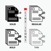 content. files. sharing. share. document Icon in Thin. Regular. Bold Line and Glyph Style. Vector illustration