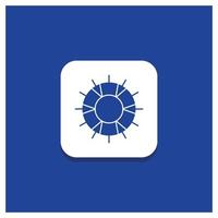 Blue Round Button for help. lifebuoy. lifesaver. save. support Glyph icon vector