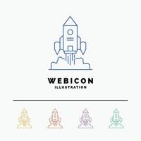 Rocket. spaceship. startup. launch. Game 5 Color Line Web Icon Template isolated on white. Vector illustration