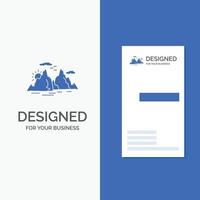 Business Logo for Mountain. hill. landscape. nature. sun. Vertical Blue Business .Visiting Card template. vector