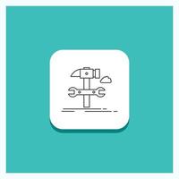 Round Button for Build. engineering. hammer. repair. service Line icon Turquoise Background vector