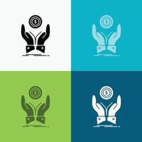 coin. hand. stack. dollar. income Icon Over Various Background. glyph style design. designed for web and app. Eps 10 vector illustration