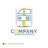 Build. craft. develop. developer. game Blue Yellow Business Logo template. Creative Design Template Place for Tagline. vector