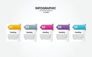 línea de tiempo 5 opciones infografía horizontal para presentaciones flujo de trabajo diagrama de proceso informe de diagrama de flujo vector