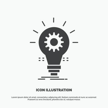 Bulb. develop. idea. innovation. light Icon. glyph vector gray symbol for UI and UX. website or mobile application