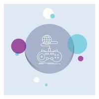 Game. gaming. internet. multiplayer. online White Line Icon colorful Circle Background vector